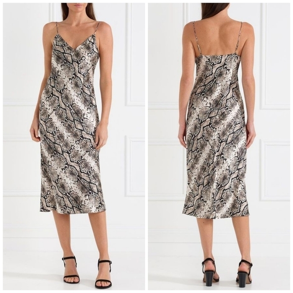 CAMI NYC The Raven Snakeprint Python Silk Slip Dress - Picture 2 of 8